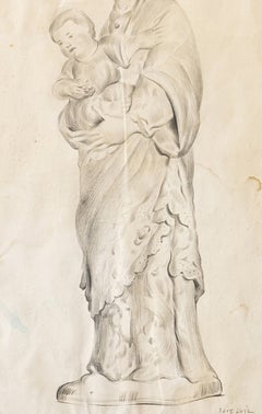 Drawing - Jose Lviz - 'Our Lady with the Child Jesus'