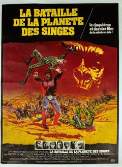 Affiche originale vintage non encadrée de « La Bataille de la planète des singes », française, 1973