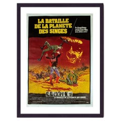 Affiche originale vintage de « La Bataille de la planète des singes » avec cadre noir, 1973