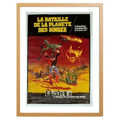 Affiche originale de « La Bataille de la planète des singes » dans un cadre vintage en chêne, 1973