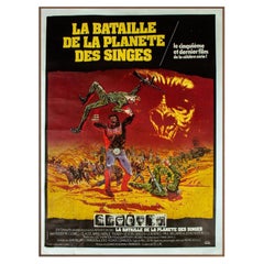 Affiche originale vintage de « La Bataille de la planète des singes » dans un cadre en noyer, 1973