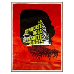 Conquest Of The "Planet of the Apes" (French) Walnut Frame Poster, 1972