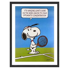 Snoopy Tennis "Peanuts" Black Frame Poster by Charles M. Schulz, 1955