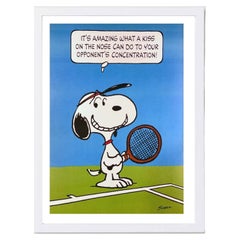 Snoopy Tennis "Peanuts" White Frame Poster by Charles M. Schulz, 1955