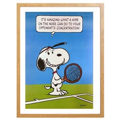 Snoopy Tennis "Peanuts" Oak Frame Poster by Charles M. Schulz, 1955