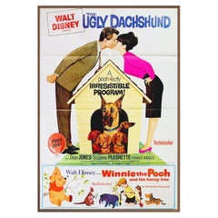 The Ugly Dachshund / Winnie the Pooh and the Honey Tree Walnut Frame Poster 1966
