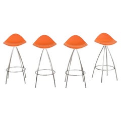 2020s Set of Four Jesus Gasca for STUA Onda Swivel Counter Stools in Orange