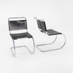 1970s Pair of Mies van der Rohe for Knoll MR10 Leather Dining Chairs