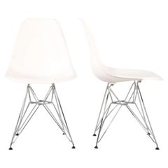 2010s Pair of Eames for Herman Miller DSR Plastic Dining Side Shell Chairs, Grey