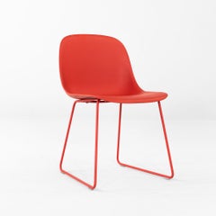 2017 Pair of Iskos Berlin for Muuto Fiber Side Chair with Sled Base in Orange
