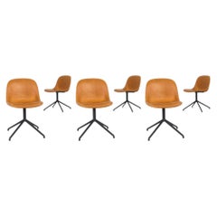 2014 Set of Six Iskos Berlin for Muuto Fiber Swivel Dining Chairs in Cognac