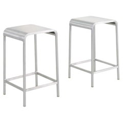 2025 Pair of Norman Foster for Emeco 20-06 24” Counter Stools, Aluminum, Grey