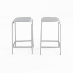 2025 Pair of Norman Foster for Emeco 20-06 24” Counter Stools, Aluminum, Grey