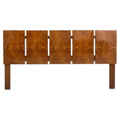 1970s Roland Carter for Lane Alpha Book Matched Olive Burl Wood King Headboard