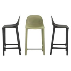 2020s Set of Three Philippe Starck for Emeco Broom Counter Stools in Sage, Grey