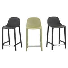 2020s Set of Three Philippe Starck for Emeco Broom Counter Stools in Sage, Grey
