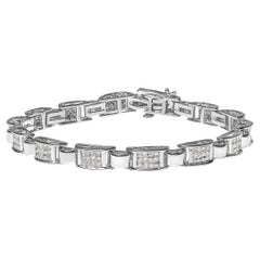 14K Weißgold 2,00 Cttw Prinzessin-Diamant Unsichtbar gefasstes Gliederarmband