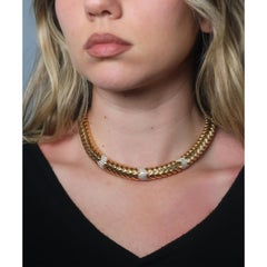 Bulgari Spiga Diamond Snake Choker Necklace 18K Yellow Gold ~2.4ctw