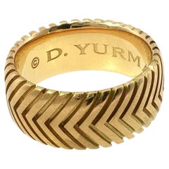 David Yurman Chevron Band Ring Mens 18K Yellow Gold Size 10.5