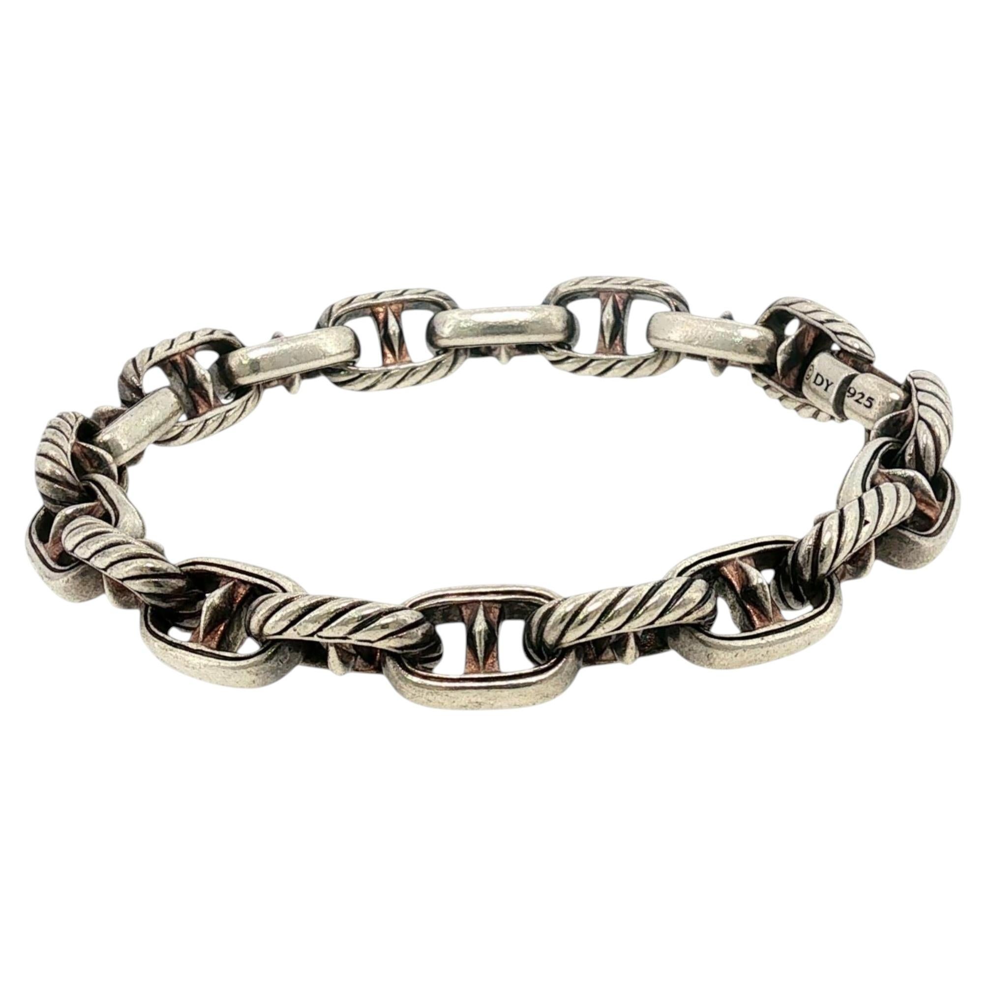 David Yurman Maritime Anchor Link Bracelet Sterling Silver Cable Bracelet