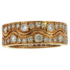 Van Cleef & Arpels Diamond Ring Wave Eternity Band French 18K Yellow Gold