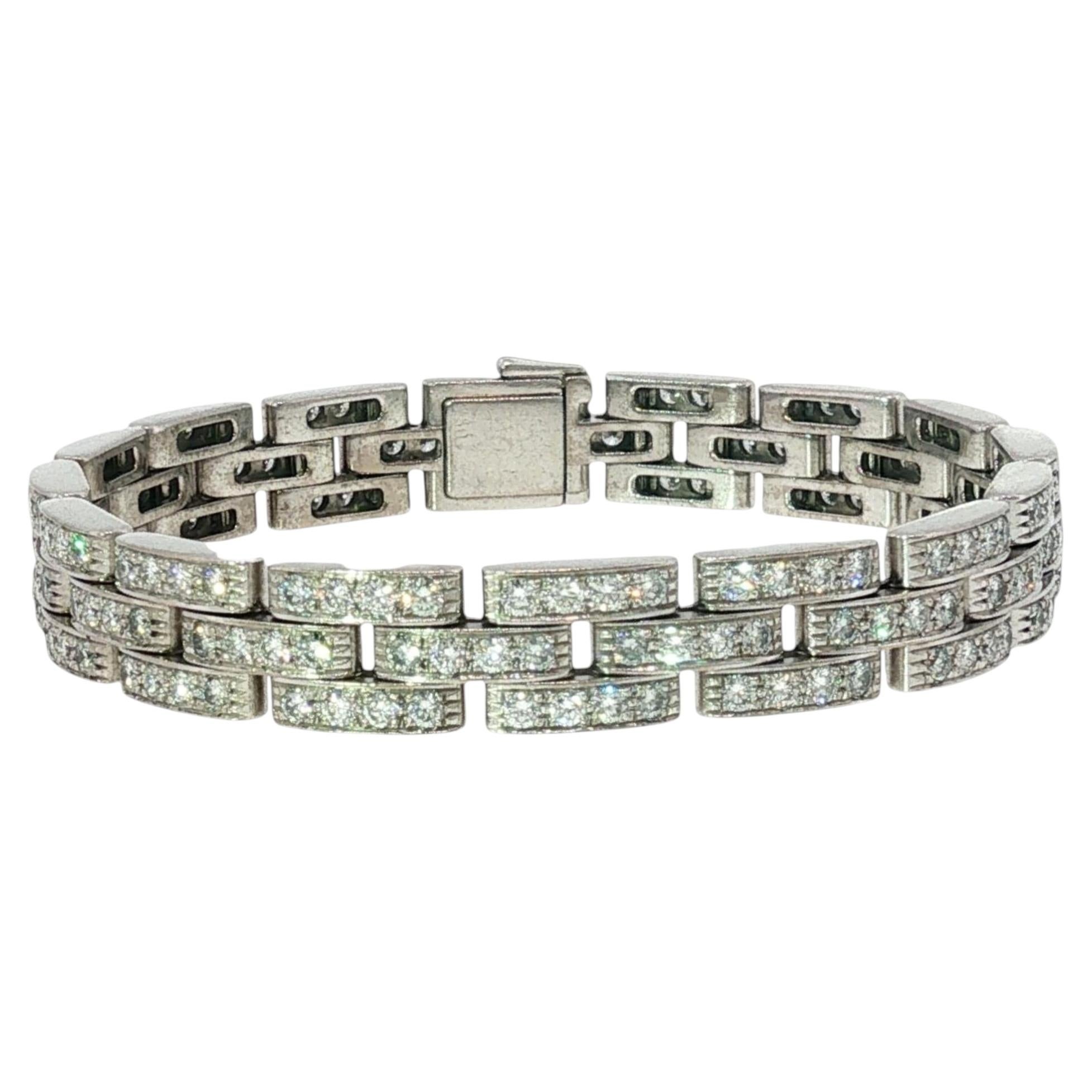 Cartier Pave Diamond Bracelet Maillon Panthere 18K White Gold Original Vintage