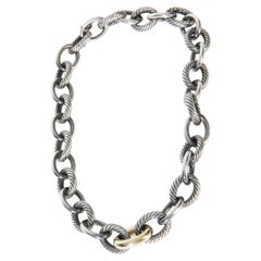 David Yurman 1/5 18K Gelbgold & Sterling Silber Oval Link Halskette