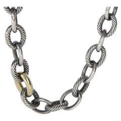 David Yurman 1/5 18K Yellow Gold & Sterling Silver Oval Link Necklace