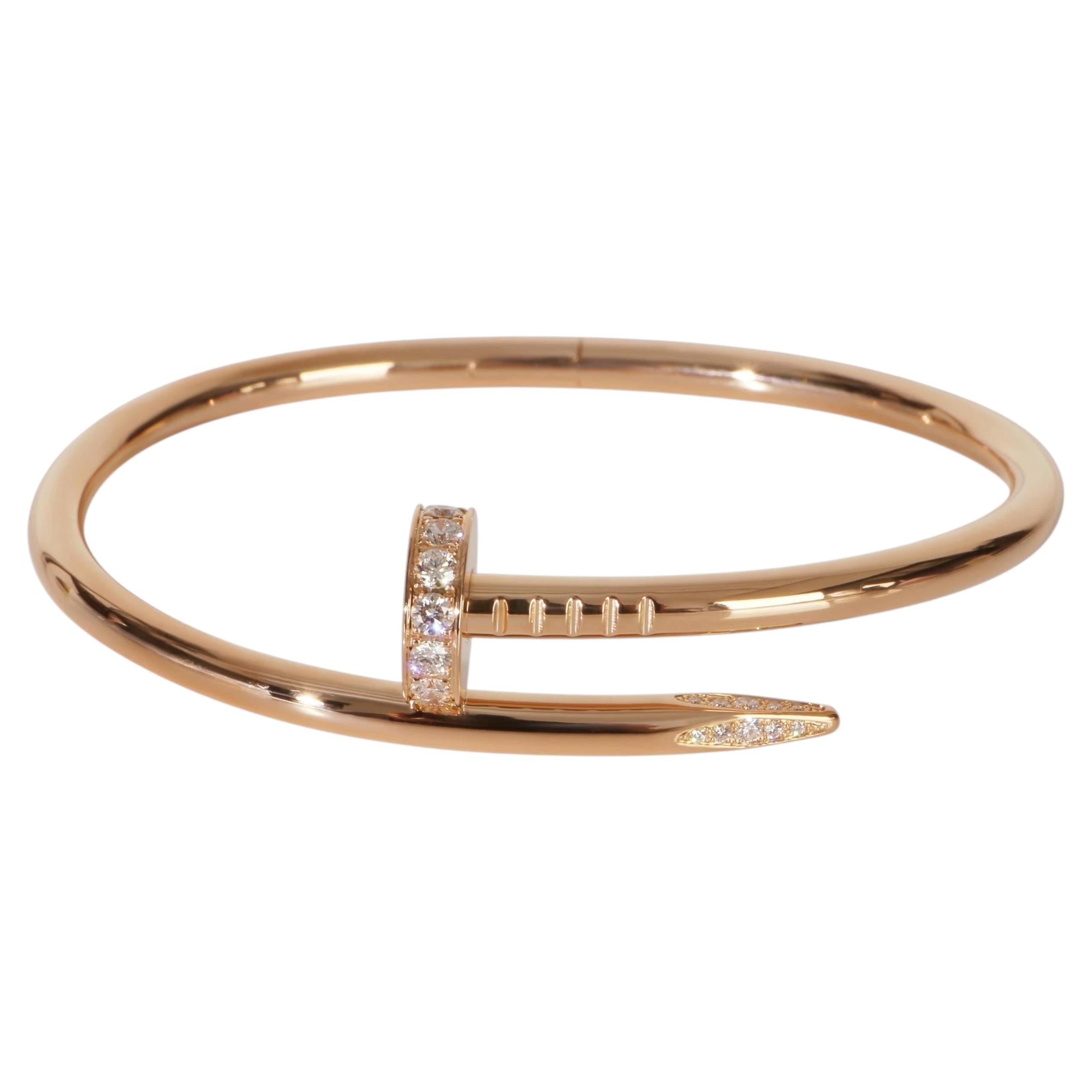 Cartier Rose Gold Diamond Juste Un Clou Bracelet For Sale