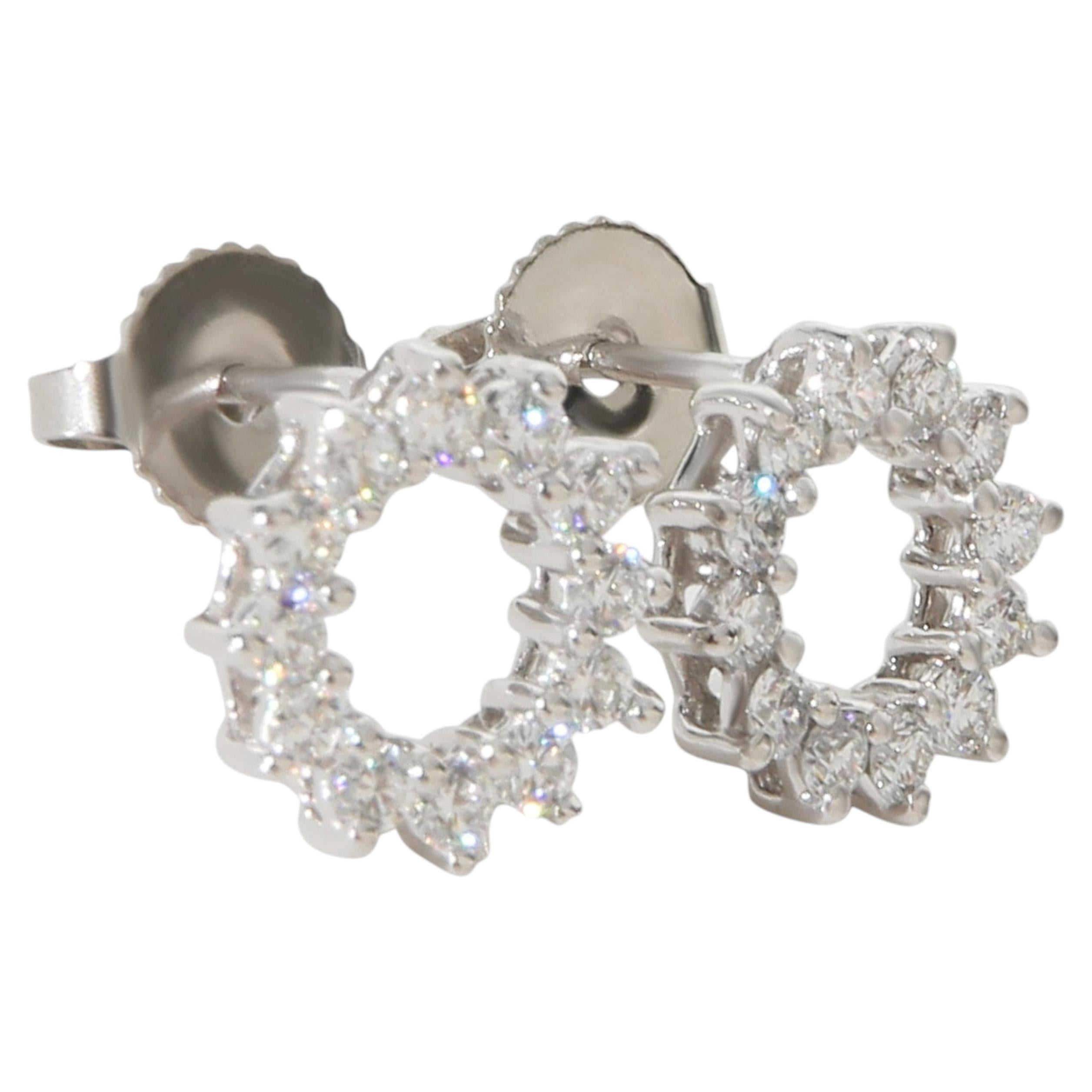 Tiffany & Co. Platinum Diamond Open Circle Earrings For Sale