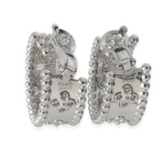 Van Cleef & Arpels White Gold Diamond Perlee Clovers Hoop Earrings