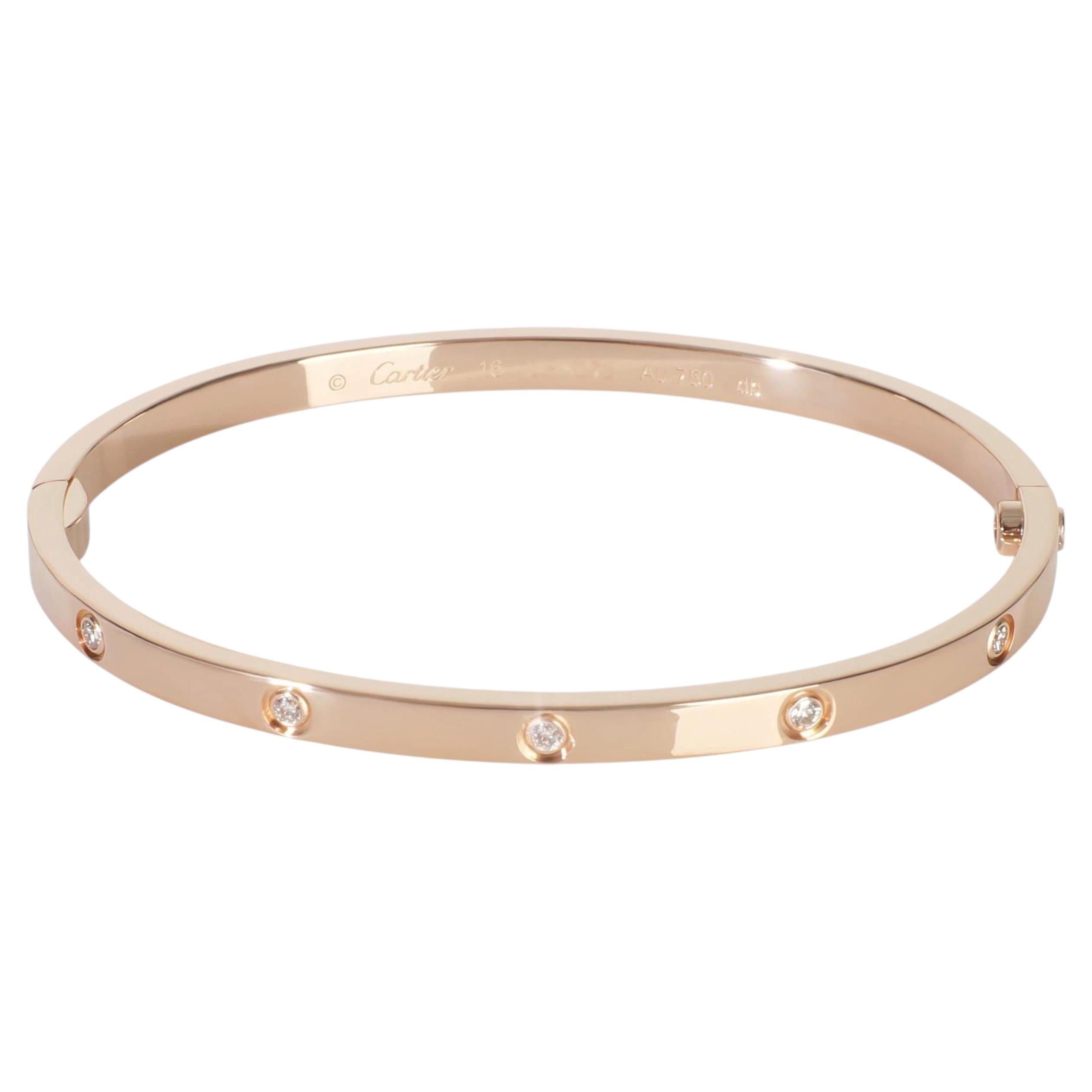 Cartier Rose Gold Diamond Small Model Love Bracelet For Sale