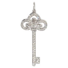 Tiffany & Co. Platinum Diamond Fluer De Lis Key Pendant