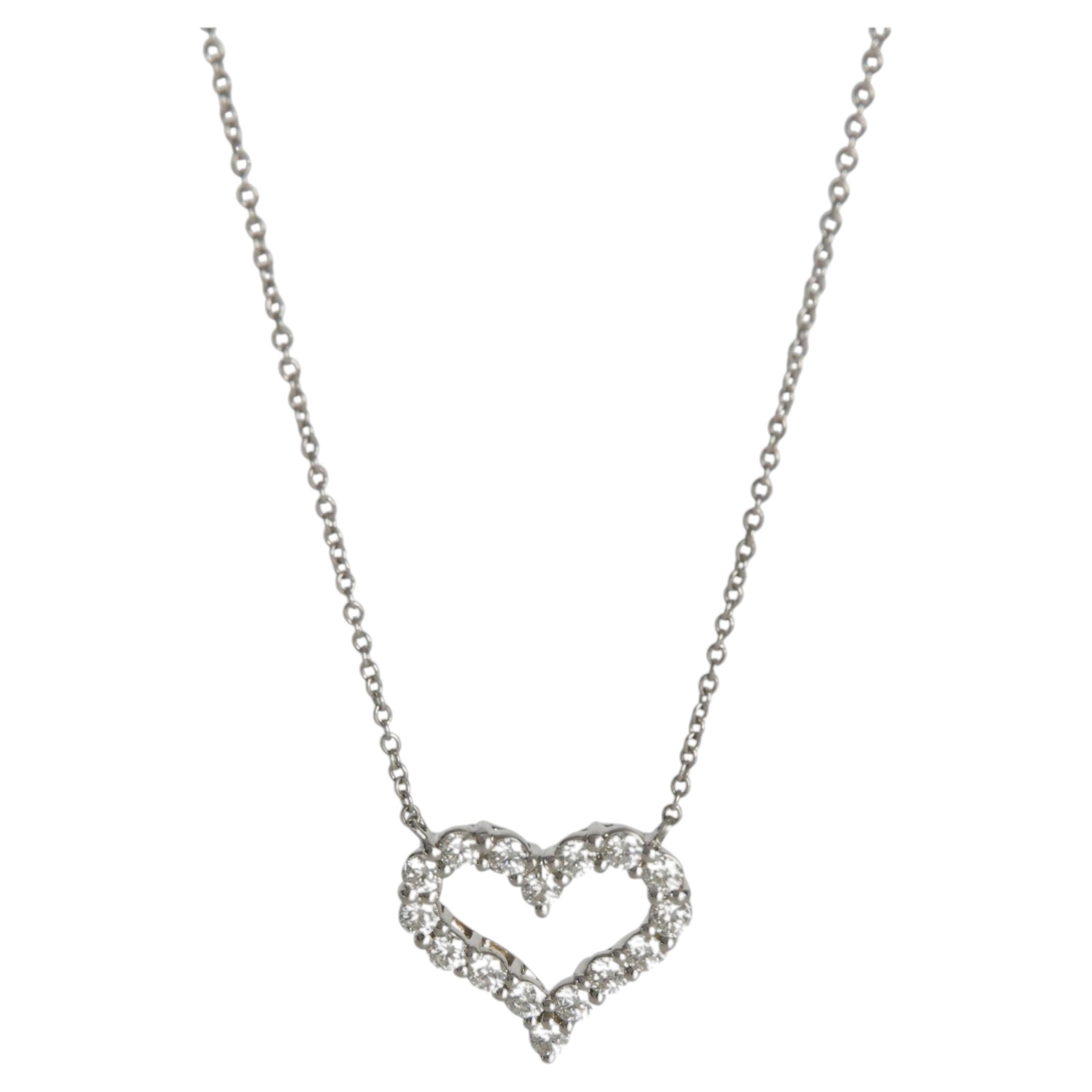 Tiffany & Co. Platinum Diamond Heart Pendant For Sale