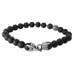 David Yurman Pulsera de cuentas espirituales de plata de ley con diamantes