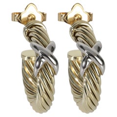 David Yurman Oro Bianco e Oro Giallo  Orecchini a cerchio Cable X