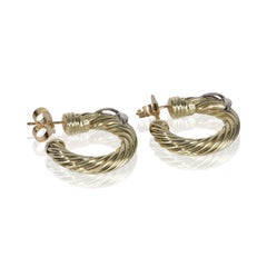 David Yurman Or blanc et or jaune Boucles d'oreilles Câble X