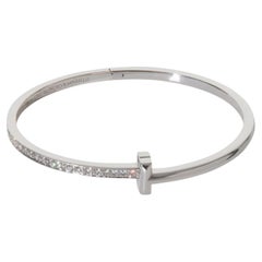 Tiffany & Co. White Gold Diamond Tiffany T T1 Narrow Hinged Bracelet