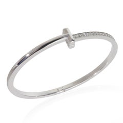 Tiffany & Co. White Gold Diamond Tiffany T T1 Narrow Hinged Bracelet