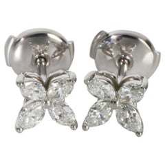 Tiffany & Co. Platinum Diamond Small Model Victoria Earrings