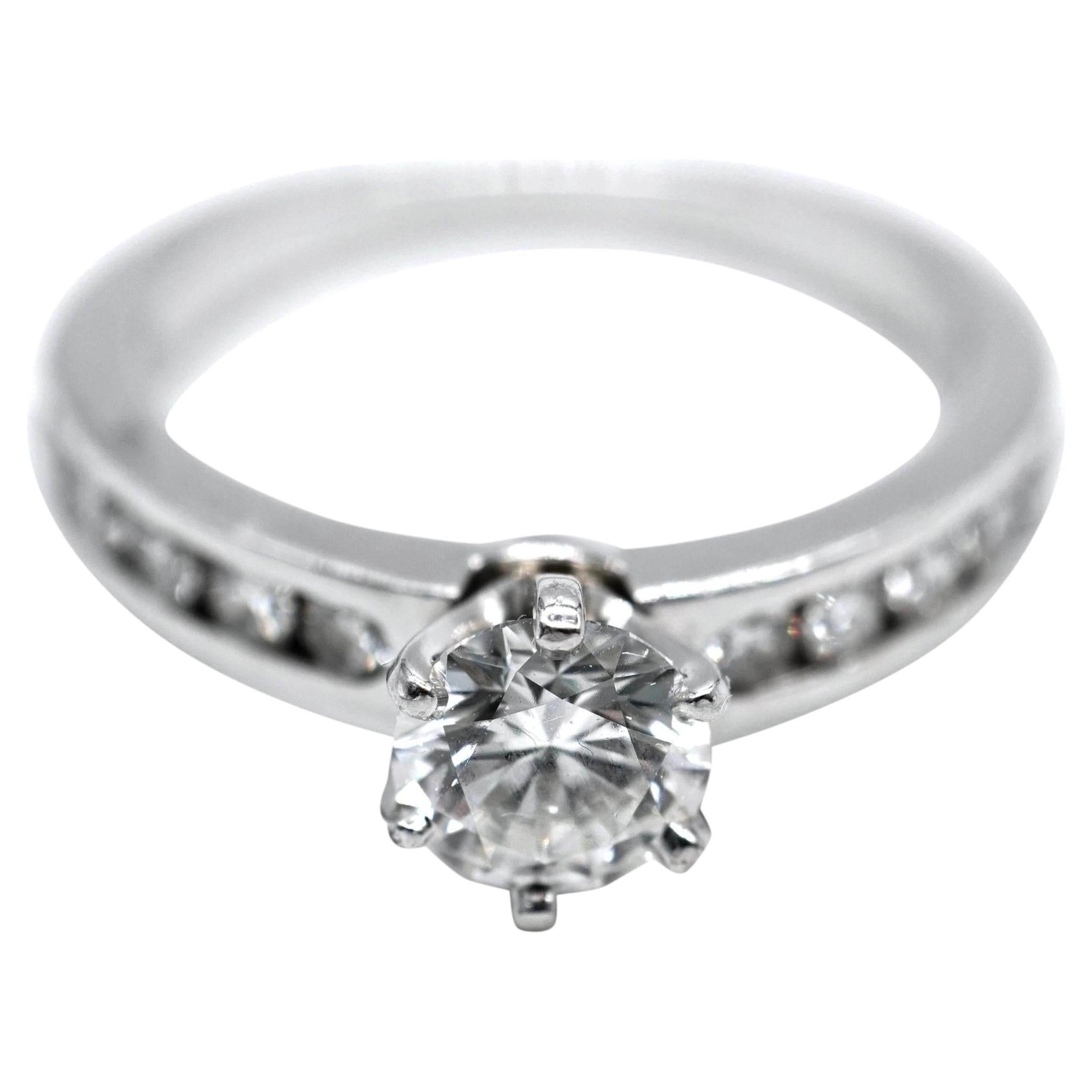 Tiffany & Co. Diamond Engagement Ring in Platinum G VVS1 1.05 CTW For Sale