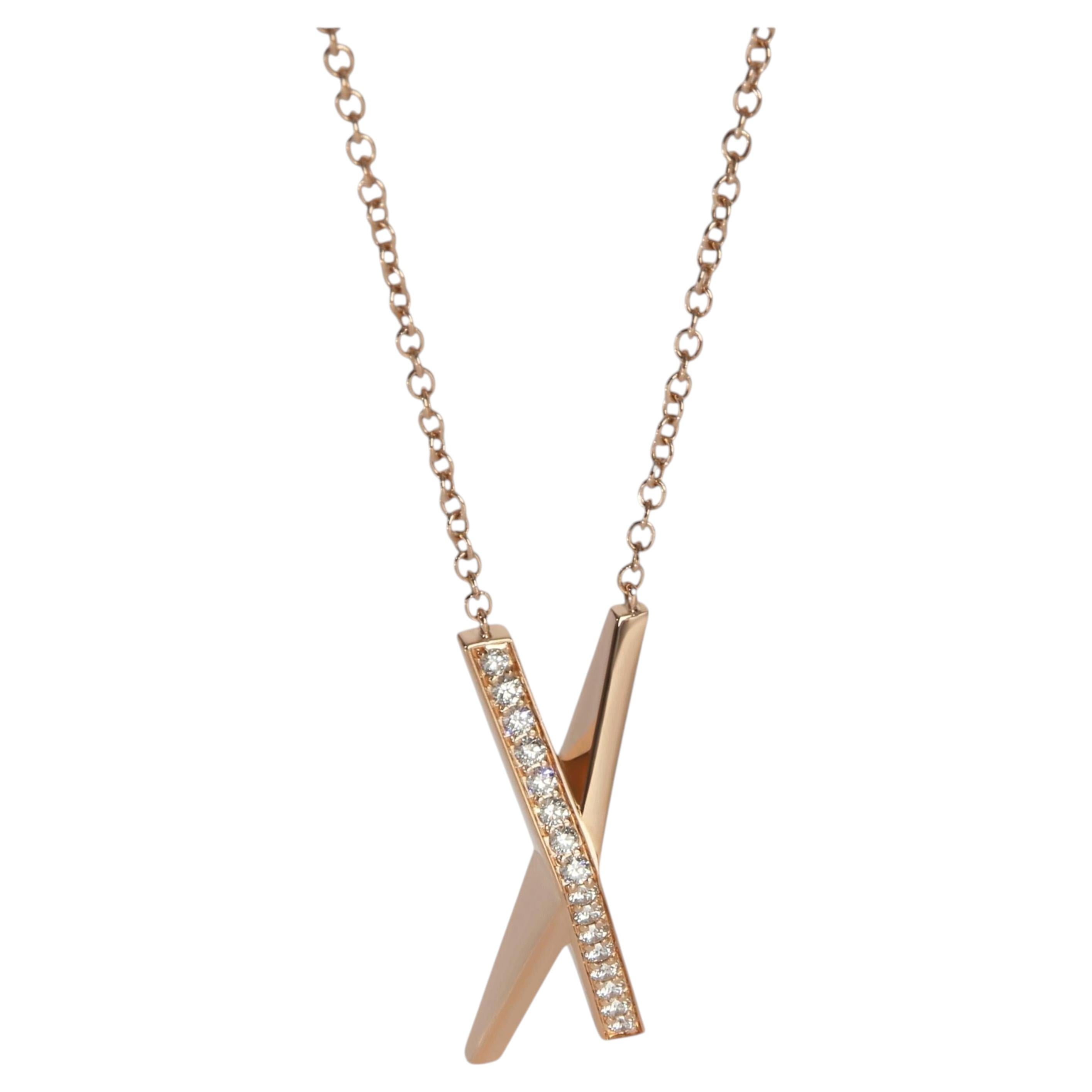 Tiffany & Co. Rose Gold Diamond Atlas X Pendant For Sale