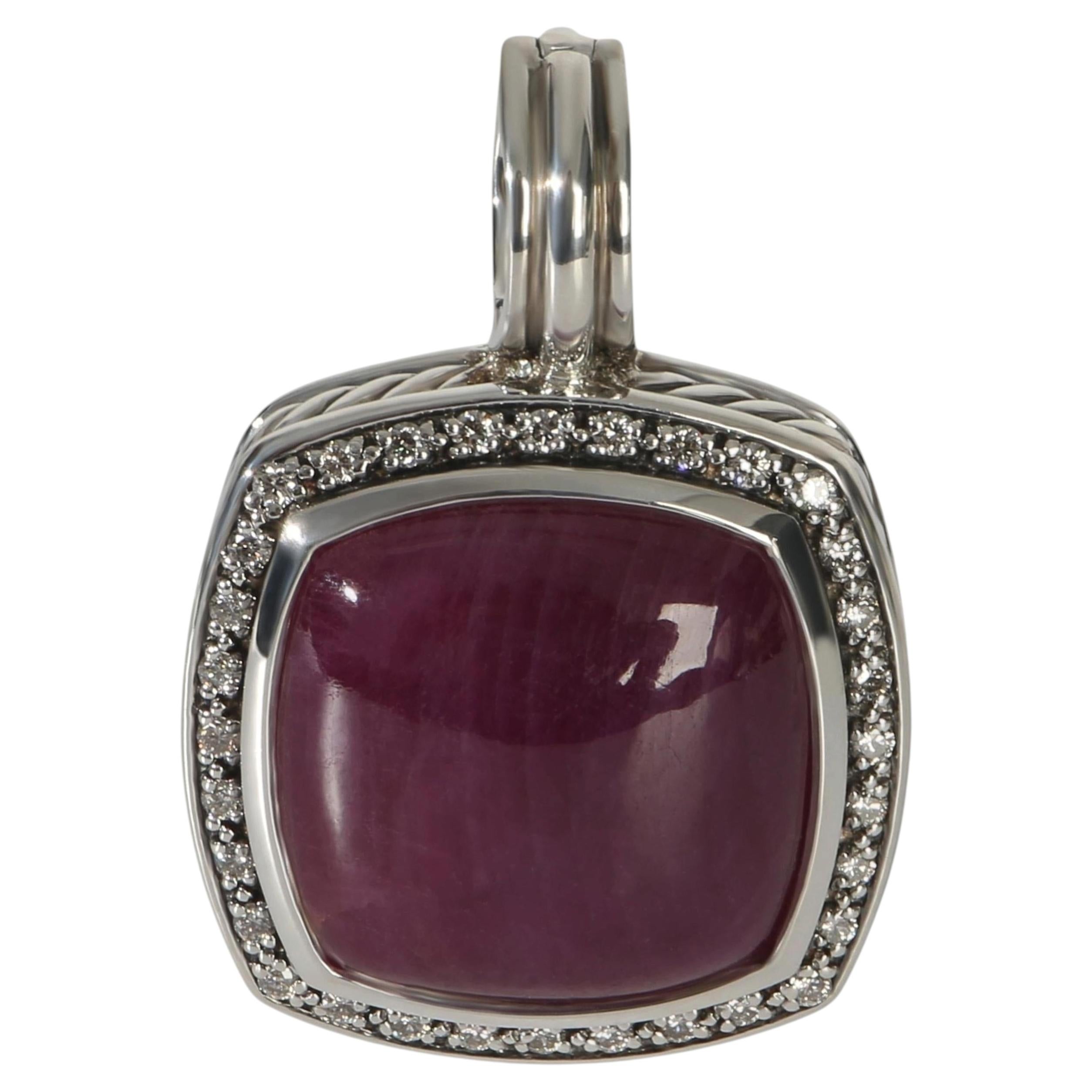 David Yurman Sterling Silver Ruby and Diamond Moonlight Ice Albion Pendant For Sale