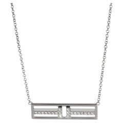 Tiffany & Co. White Gold Diamond Tiffany T Horizontal Bar Pendant