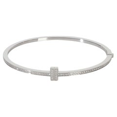 Tiffany & Co. White Gold Diamond Tiffany T Narrow Hinged Bracelet