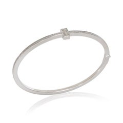 Tiffany & Co. White Gold Diamond Tiffany T Narrow Hinged Bracelet