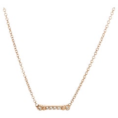 Tiffany & Co. Rose Gold Diamond Fluer De Lis Bar Necklace