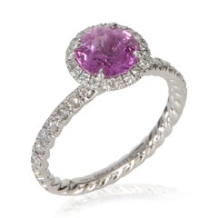 David Yurman 1.64 ct Round Sapphire and Diamond Eden Halo Engagement Ring