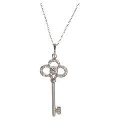 Tiffany & Co. White Gold Diamond Crown Key Pendant