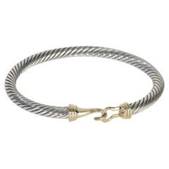 David Yurman Yellow Gold & Sterling Silver Cable Buckle Bracelet